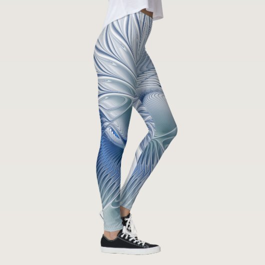 Dynamic Fantasy Abstrakt Blue Tones Fraktal Art Leggings (Rechts)