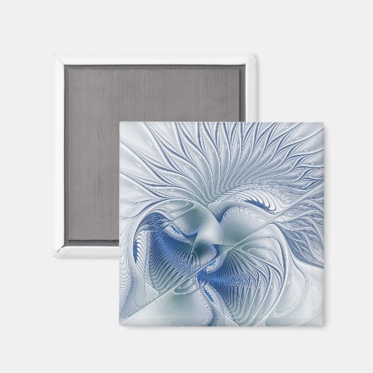Dynamic Fantasy Abstrakt Blue Tones Fraktal Art Magnet (Vorderseite/Rückseite)