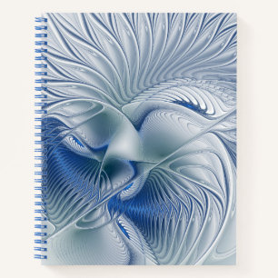 Dynamic Fantasy Abstrakt Blue Tones Fraktal Art Notizblock