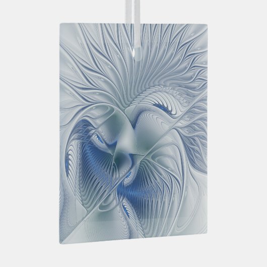 Dynamic Fantasy Abstrakt Blue Tones Fraktal Art Ornament Aus Glas (Vorderseite Rechts)