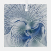 Dynamic Fantasy Abstrakt Blue Tones Fraktal Art Ornament Aus Glas (Rückseite)