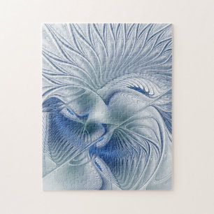 Dynamic Fantasy Abstrakt Blue Tones Fraktal Art Puzzle
