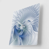 Dynamic Fantasy Abstrakt Blue Tones Fraktal Art Quadratische Wanduhr (Winkel)