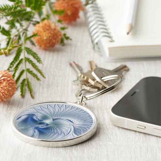 Dynamic Fantasy Abstrakt Blue Tones Fraktal Art Schlüsselanhänger (Seite)