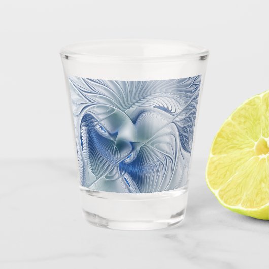 Dynamic Fantasy Abstrakt Blue Tones Fraktal Art Schnapsglas (Vorderseite)