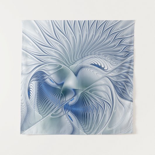 Dynamic Fantasy Abstrakt Blue Tones Fraktal Art Wandteppich (Vorderseite)