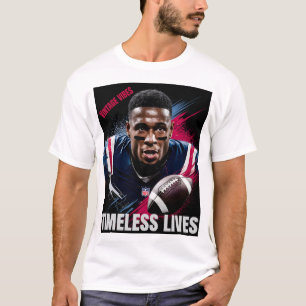 Dynamic Football Player Portrait Zeitloses Leben T-Shirt
