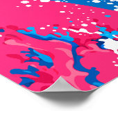 Dynamic Fusion of Pink, Blue and white Waves Poster (Ecke)