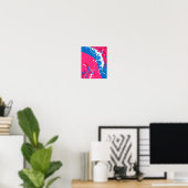 Dynamic Fusion of Pink, Blue and white Waves Poster (Heimbüro)