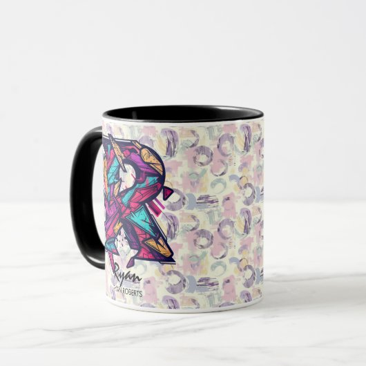 Dynamic Geometric Monogram Tasse - R für Ryan (Vorderseite Links)