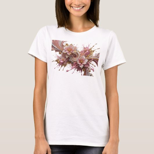 Dynamic Gold ABSTRACT ART Design T-Shirt (Vorderseite)