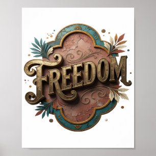 Dynamic Gold FREEDOM Künstlerisches Motiv Poster