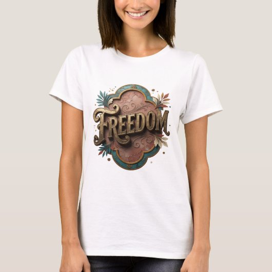 Dynamic Gold FREEDOM Print T-Shirt (Vorderseite)