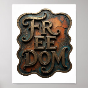 Dynamic Gold FREEDOM Zitat Design Poster