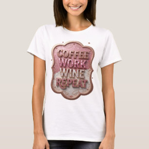 Dynamic Gold KAFFEE ARBEIT WEIN WIEDERHOLEN T-Shirt