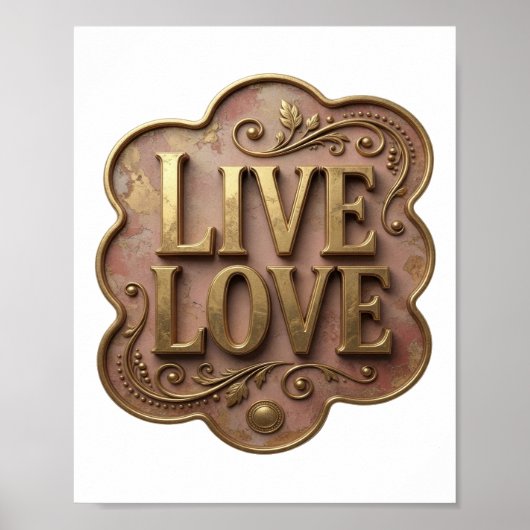 Dynamic Gold LIVE LOVE Moderne Gestaltung Poster (Vorne)