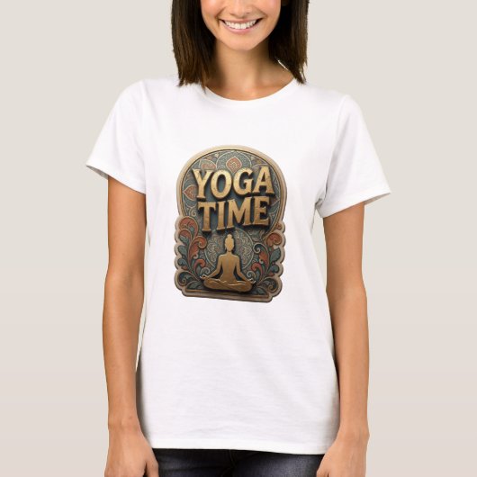 Dynamic Gold YOGA TIME Statement T-Shirt (Vorderseite)
