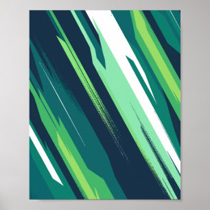 Dynamic Green Abstrakt Diagonal Streams Design Poster