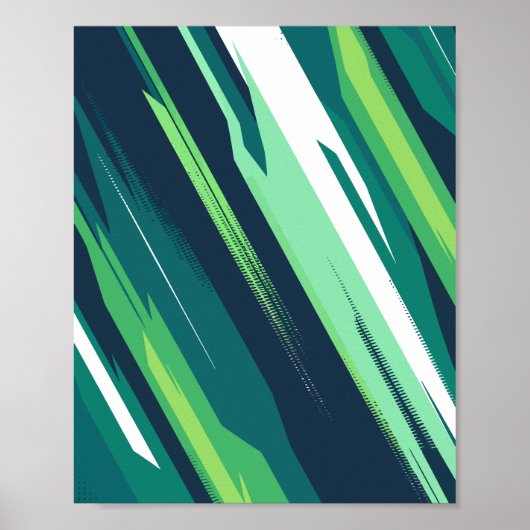 Dynamic Green Abstrakt Diagonal Streams Design Poster (Vorne)