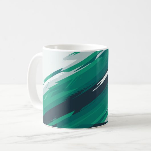 Dynamic Green Geometric Abstrakt Art Kaffeetasse (Vorderseite Links)