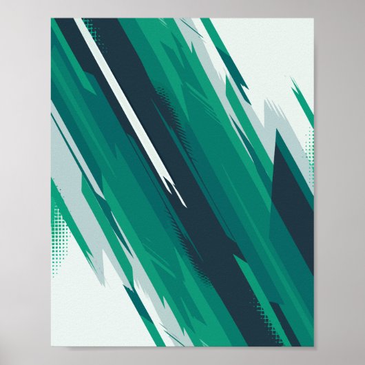 Dynamic Green Geometric Abstrakt Art Poster (Vorne)