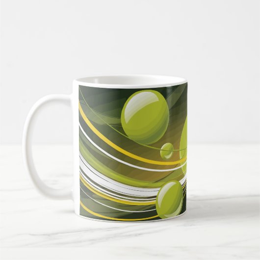 Dynamic Green Sphere and Wave Abstract Design Kaffeetasse (Links)