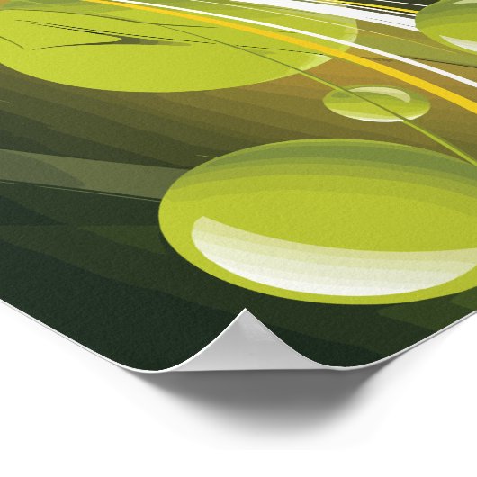 Dynamic Green Sphere and Wave Abstract Design Poster (Ecke)