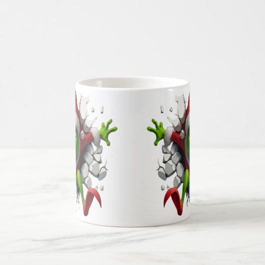 Dynamic Grinch With Festive Design Breaking wall Kaffeetasse (Mittel)