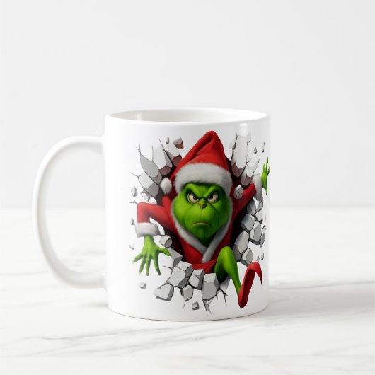 Dynamic Grinch With Festive Design Breaking wall Kaffeetasse (Links)