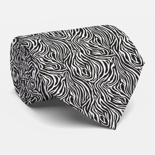 Dynamic High-Contrast Black and White Zebra Krawatte (Gerollt)