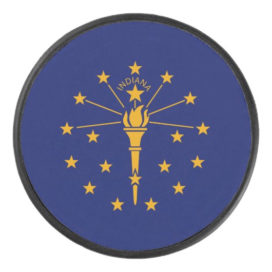 Dynamic Indiana State Flag Graphic on a Eishockey Puck (Vorderseite)