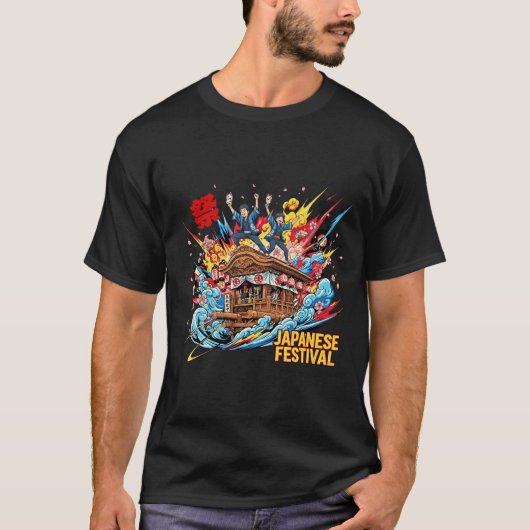 Dynamic Japanese Festival Cart Ride - Pop Anime T-Shirt (Vorderseite)