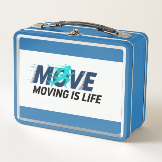 Dynamic logo with runner silhouette and text Move  Metall Brotdose (Vorderseite)