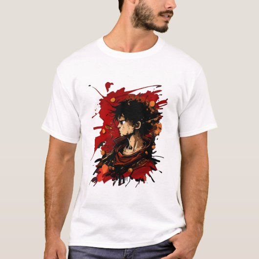 Dynamic Luffy Illustration mit Crew in AnimeStyle T-Shirt (Vorderseite)