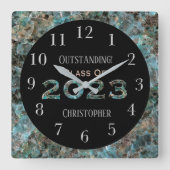 Dynamic Natural Stone Custom 2023 Abschluss Quadratische Wanduhr (Vorderseite)