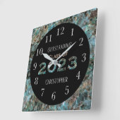 Dynamic Natural Stone Custom 2023 Abschluss Quadratische Wanduhr (Winkel)