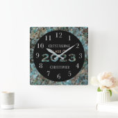 Dynamic Natural Stone Custom 2023 Abschluss Quadratische Wanduhr (Zuhause)