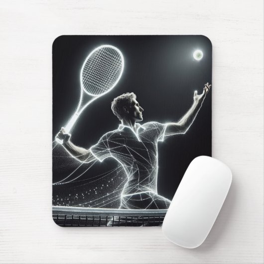 Dynamic Neon Tennis Player Mousepad (Mit Mouse)