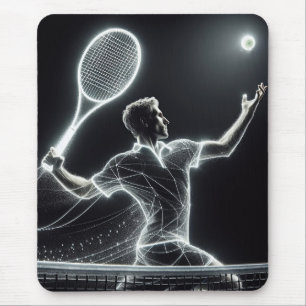Dynamic Neon Tennis Player Mousepad