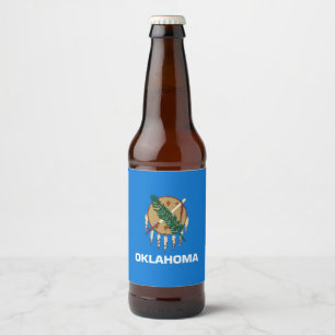 Dynamic Oklahoma State Flag Graphic on a Bierflaschenetikett