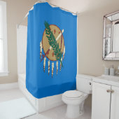 Dynamic Oklahoma State Flag Graphic on a Duschvorhang (Beispiel)