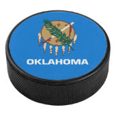 Dynamic Oklahoma State Flag Graphic on a Eishockey Puck (3/4)