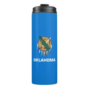 Dynamic Oklahoma State Flag Graphic on a Thermosbecher