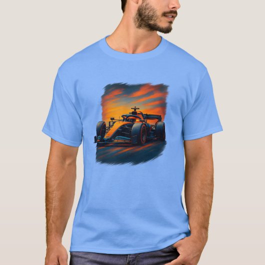 Dynamic Orange and Blue Painted Formula Race Car r T-Shirt (Vorderseite)