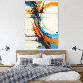 Dynamic Orange Blue Abstract Expressionism Curves Leinwanddruck (Insitu (Schlafzimmer))