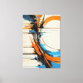 Dynamic Orange Blue Abstract Expressionism Curves Leinwanddruck