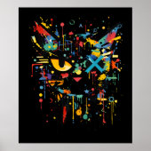 Dynamic Paint Splatter Cat Face Decorative  Poster (Vorne)