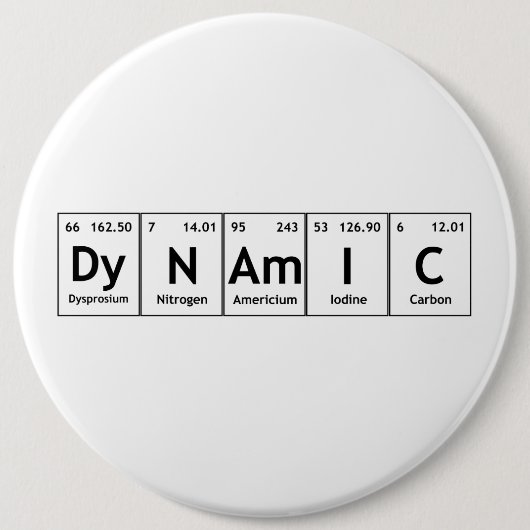 DyNAmIC Periodic Table Element Word Chemistry Atom Button (Vorderseite)
