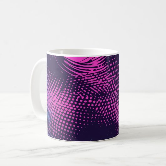 💖 Dynamic Pink & Purple Dotted Abstract Pattern Kaffeetasse (Vorderseite Links)