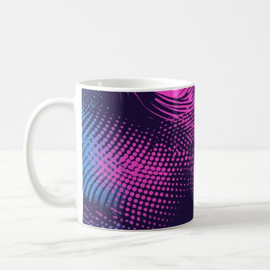 💖 Dynamic Pink & Purple Dotted Abstract Pattern Kaffeetasse (Links)
